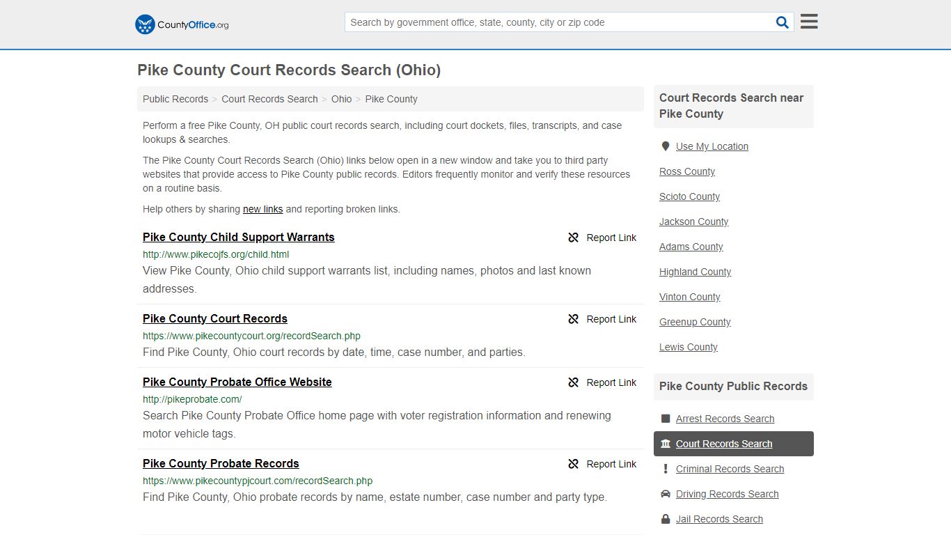 Court Records Search - Pike County, OH (Adoptions ...